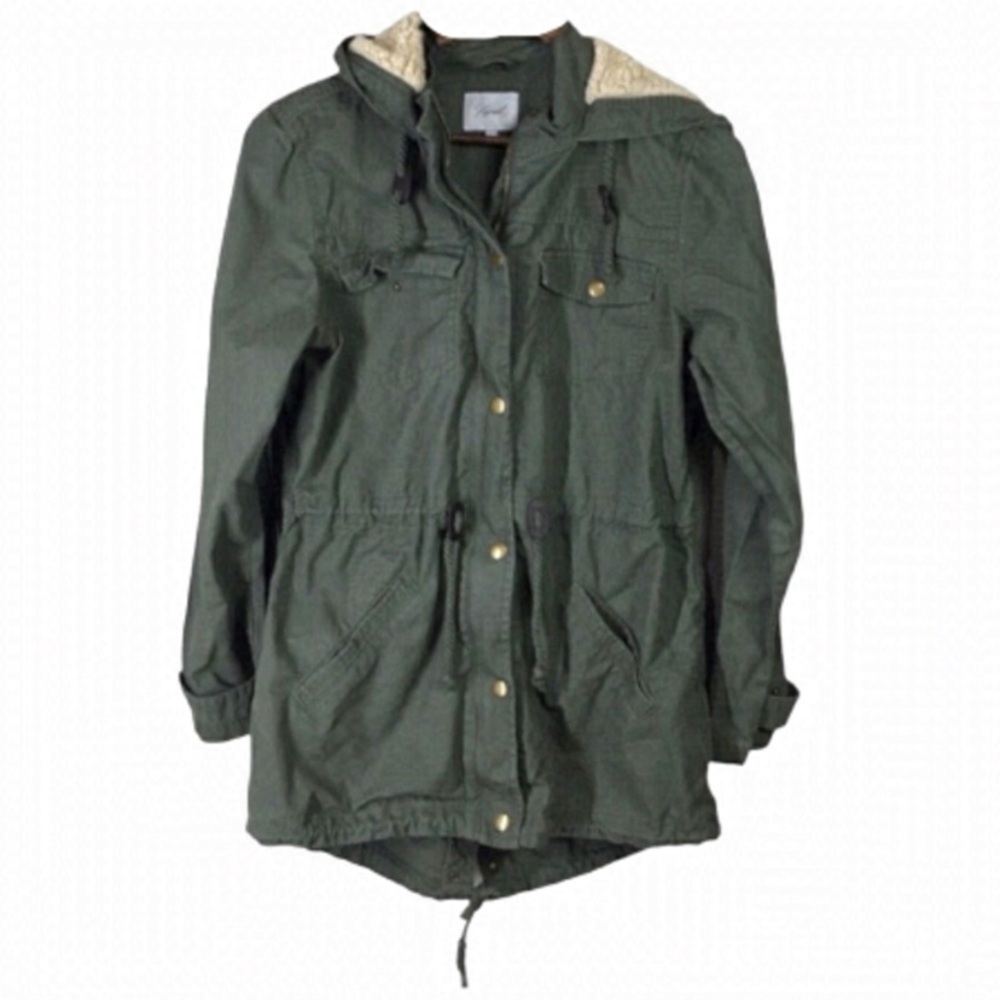 4/$45 Kismet Dark Sage Green Mid Length Utility Jacket size Medium